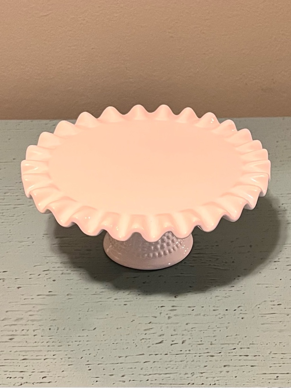Pink Ruffled Pedestal Cake Stand - Elegant Serveware